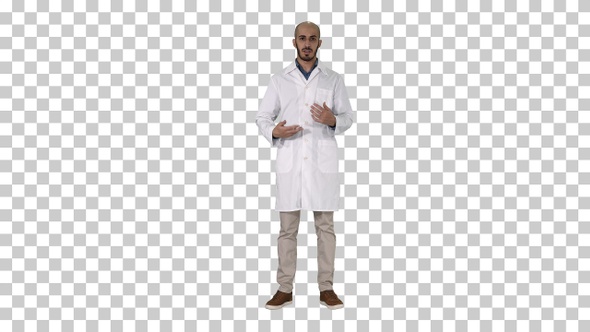 Arabian Doctor Talking to Camera, Alpha Channel