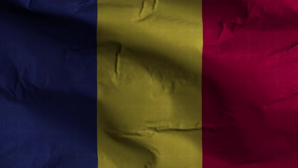 Romania Flag Textured Waving Background 4K