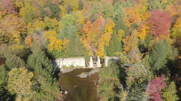 Carbide Willson Ruins, Gatineau Park, Lac Meech Lake, Chelsea, Quebec, Trans Canada Trail, aerial dr