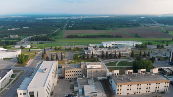 4K Drone Video of AK-Fairbanks-2022-University-Village on George Parks Highway Alaska Route 3 Near A