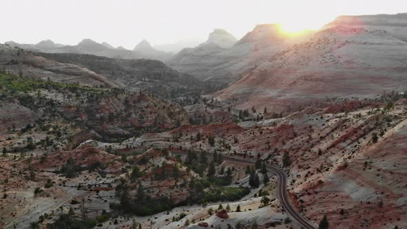 Zion Canyon National Park, Amphitheater From Inspiration Point at Sunrise Utah, USA