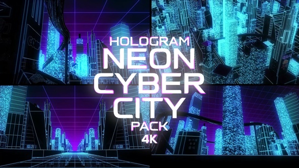4k Hologram Neon Cyber City Pack