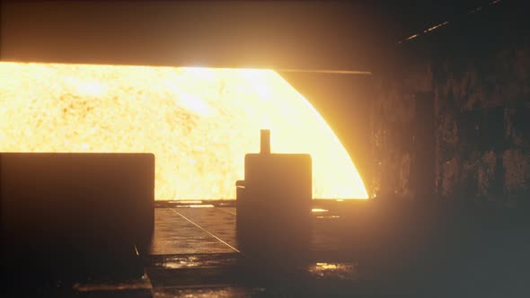 Interior of Spaceship Near Big Solar Star alt