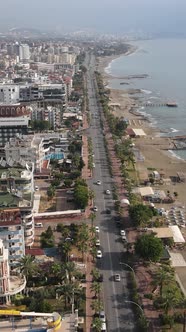 Vertical Video Alanya Turkey  a Resort Town on the Seashore