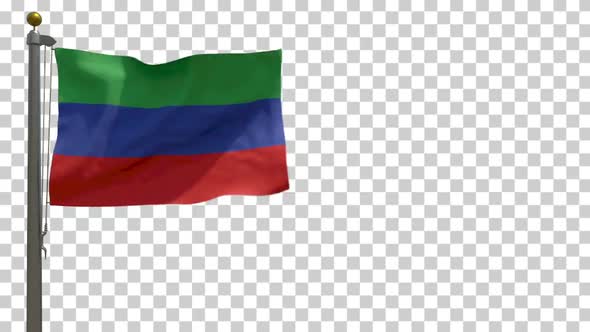 Dagestan Flag (Russia) on Flagpole with Alpha Channel - 4K