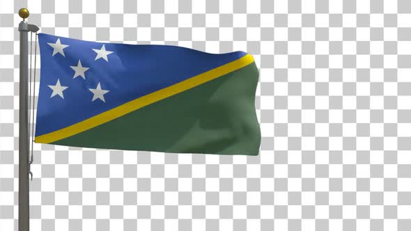 Solomon Islands Flag on Flagpole with Alpha Channel - 4K