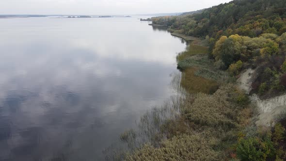 Aerial View of the Dnipro River - the Main River of Ukraine