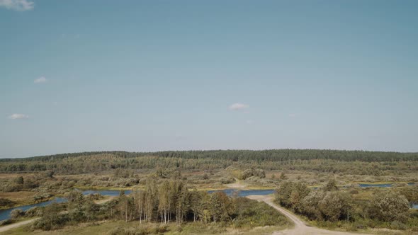 Top View of the River Bank Estuary and Forest