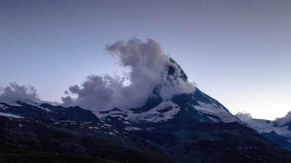 Matterhorn alps switzerland mountains snow peaks ski timelapse sunset dusk