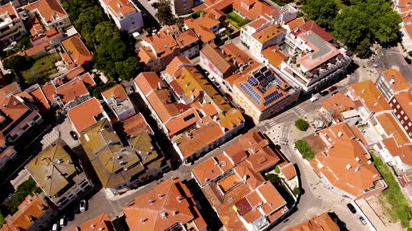 European houses and streets from a height