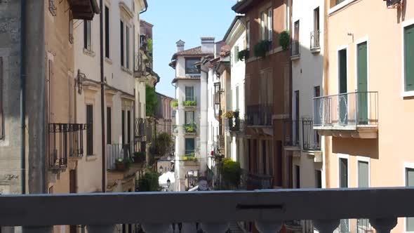 View into the beautiful streets of Vicenza, Veneto, Italy