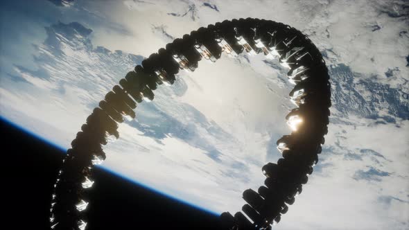 Futuristic Space Station on Earth Orbit alt