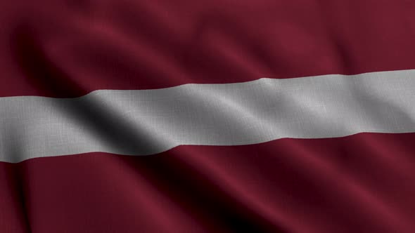 Latvia Satin Flag. Waving Fabric Texture of the Flag of Latvia, Real Texture Waving Flag of the Latv