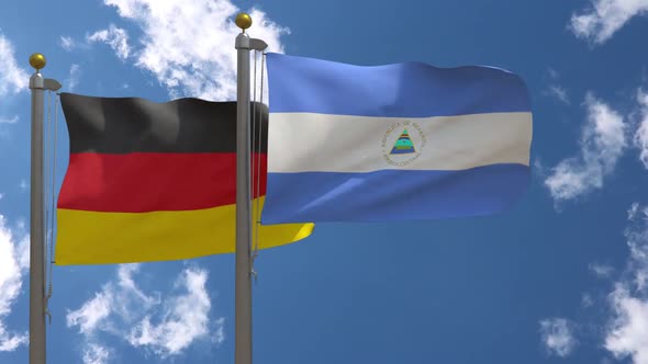 Germany Flag Vs Nicaragua On Flagpole