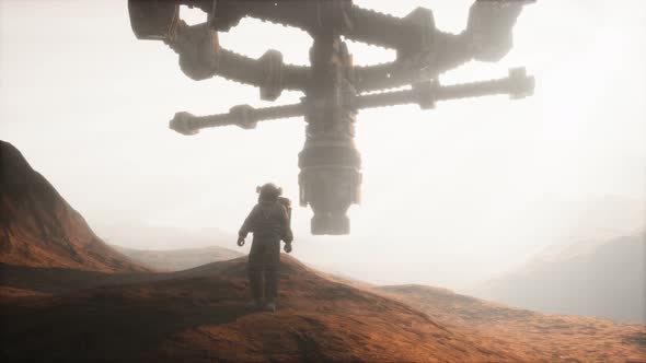 Astronaut Walking on an Mars Planet