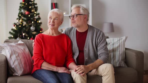 Happy Senior Couple at Christmas Home 