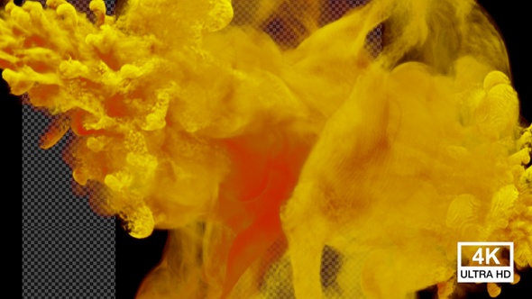 Yellow Color Abstract Smoke Collision 4K
