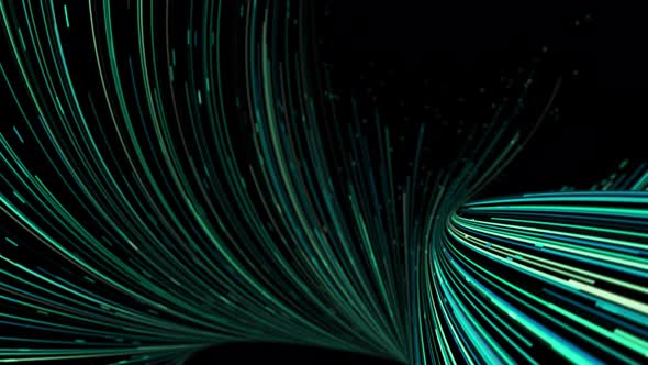 Abstract digital fiber optic lines moving dots background