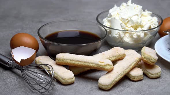 Ingredients for Making Traditional Italian Dessert Tiramisu