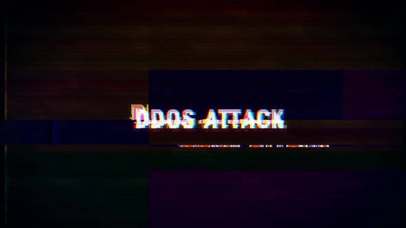 Ddos Attack text with glitch retro effect
