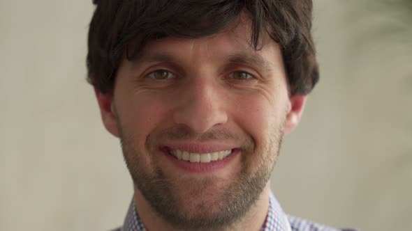 Closeup on Face of Happy Man Shot in Studio