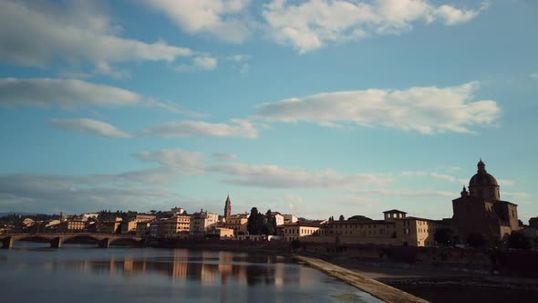 Timelapse of Ponte Vecchio at sunset. Florence italy