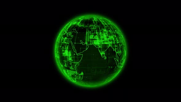 Green Glowing Technology Hologram Earth Animation
