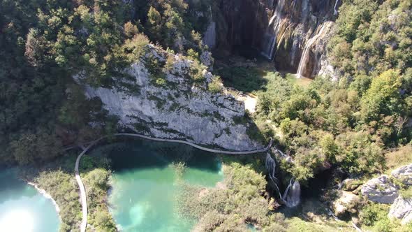 Aerial shot of Plitvice Lakes National Park (Plitvicka jezera) in Croatia,Europe