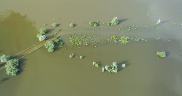 Aerial view of river IJssel, Veessen, The Netherlands.