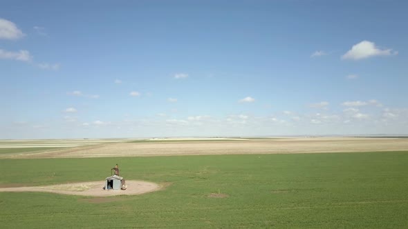 Aerial view of farmlands on Eastern Plains in the Spring.