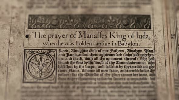 Prayer Of Manasseh, Slider Shot, Old Paper Bible, King James Bible