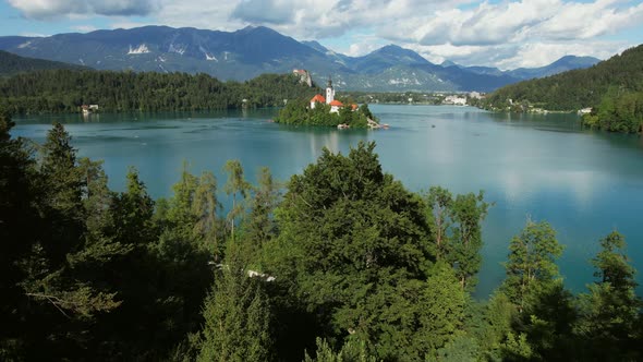Lake Bled in the town of Bled is a popular tourist destination, and mostly known for the small islan