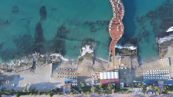 Aerial View of the Beach at the Seaside Resort Town. Turkey