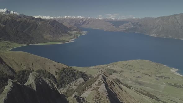 Lake Hawea aerial panorama