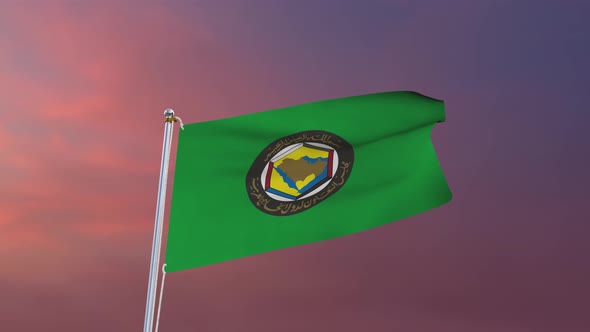 Flag Of Gulf Cooperation Council Waving 4k