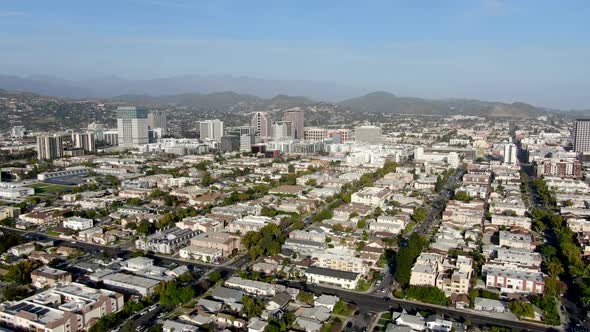 Aerial View of Downtown Glendale, City in Los Angeles 