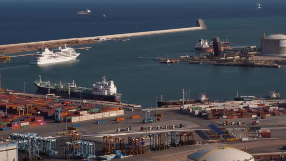 Cargo Containers in Barcelona Port. Cargo Containers Waiting To