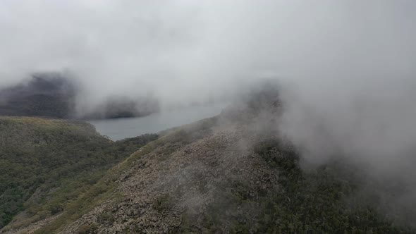 Seagers Lookout and Lake Fenton, Mt Field National Park, Tasmania, Australia Aerial Drone 4K