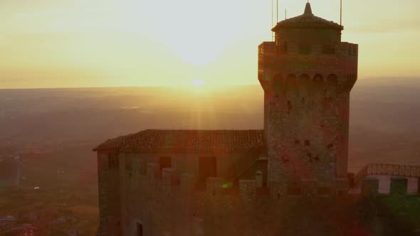 Flying over the amazing hilltop fortresses on Monte Titano in San Marino.