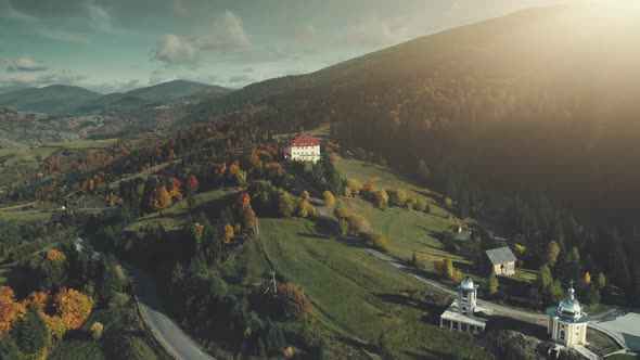 Mountain Village Wild Valley Sight Aerial View