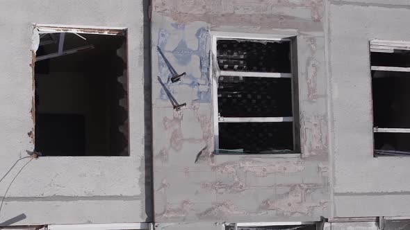 Vertical Video of a House Destroyed By the War in Ukraine