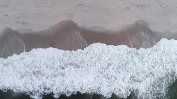 Top View of Ocean Waves With Foam in Westhampton New York