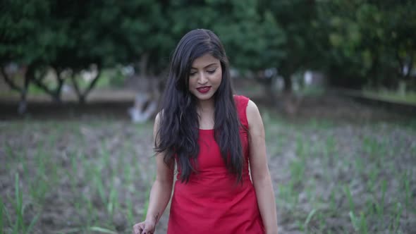 Indian Girl in Green Field