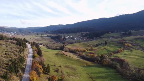 Village In Mountains Aerial V4