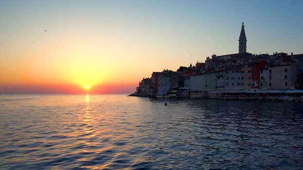 Sunset at Rovinj, Croatia in Panoramic View