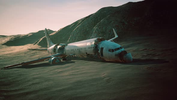 Abandoned Crushed Plane in Desert