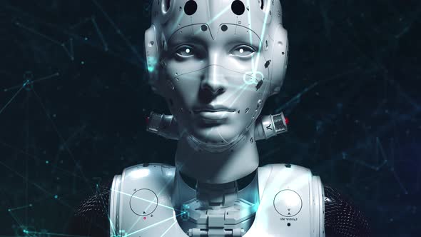 robot woman, sci-fi woman animation