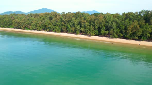 4K aerial view from a drone. coast with turquoise waters and beautiful beaches.