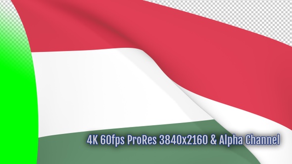 Hungary waving flag transition with alpha channel