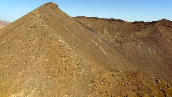 Aerial view of volcano path in the Caldera de Gairia at Fuerteventura.